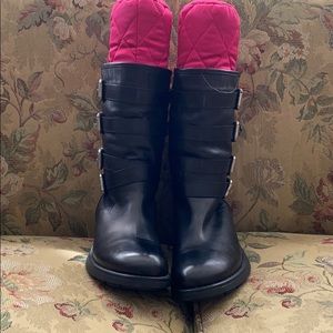 Aquatalia Black Boots with Silver Hardware size 10